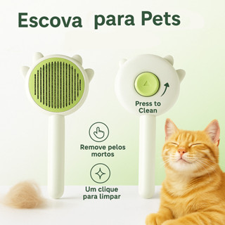 Pente AÇO INOX p/ Pelo Solto c/ 1 Toque - AutoLimpeza ANTIALÉRGICO p/ Cães e Gatos em Oferta na Shopee
