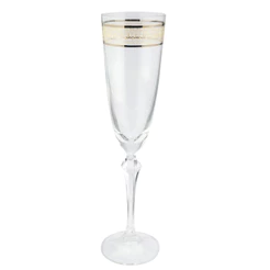 Taça Champanhe Espumante 200ml Cristal Decorado Friso Dourado Luxo