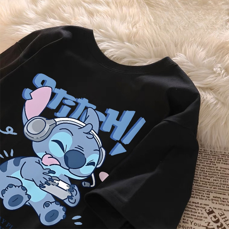Camiseta Algodão Oversized Basica Masculina E Feminina(Unissex)100% Algodão Folgada Estampa Stitch