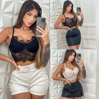 Top Cropped Renda Sexy con aro sen bojo 💎 Liquidação2026** | Lingerie à Mostra 🖤 Look Festa, Noite, Balada e Casual em Oferta na Shopee