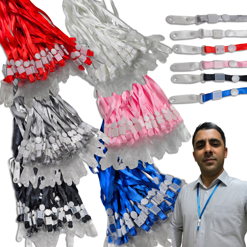 100 Cordões Porta Crachá Clips Garra Plástico Suporte Cordão em Oferta na Shopee