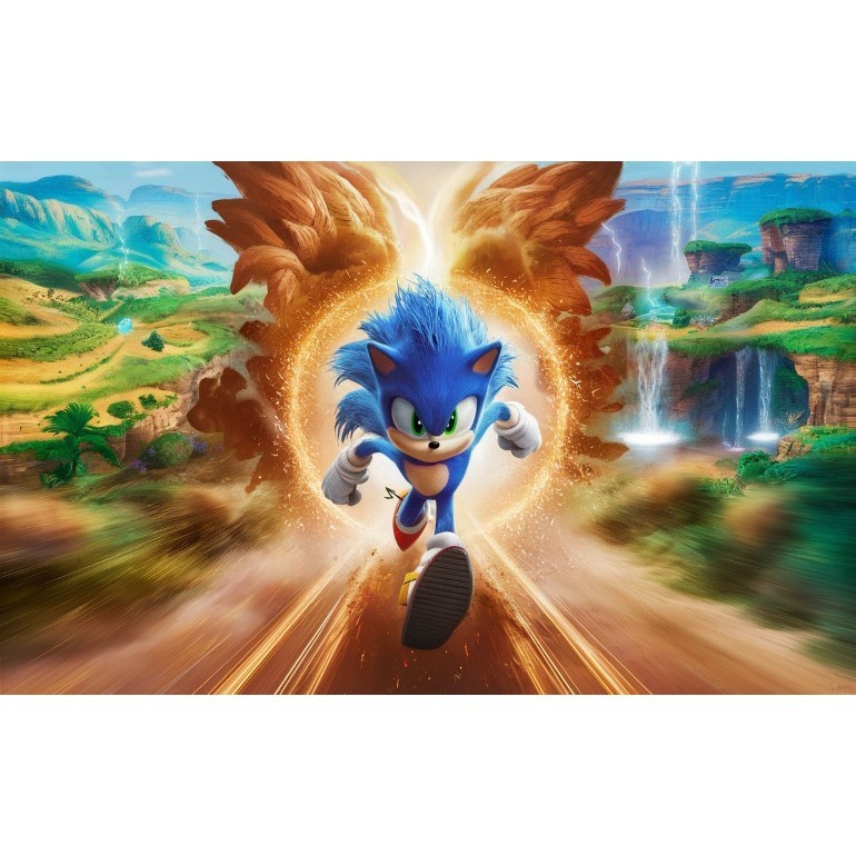 Top Painel Sonic, anel de dourado retangular de lona para decoração de festa de aniversário infantil. Várias medidas.