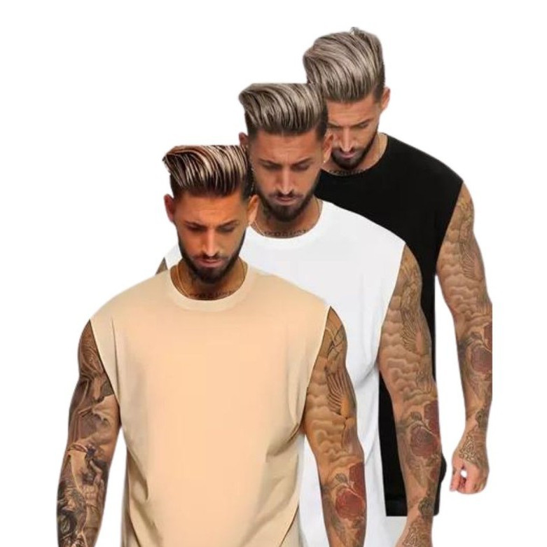 Kit Regata Oversized Alongada Camiseta Regata Oversized Treino Academia Streetwear