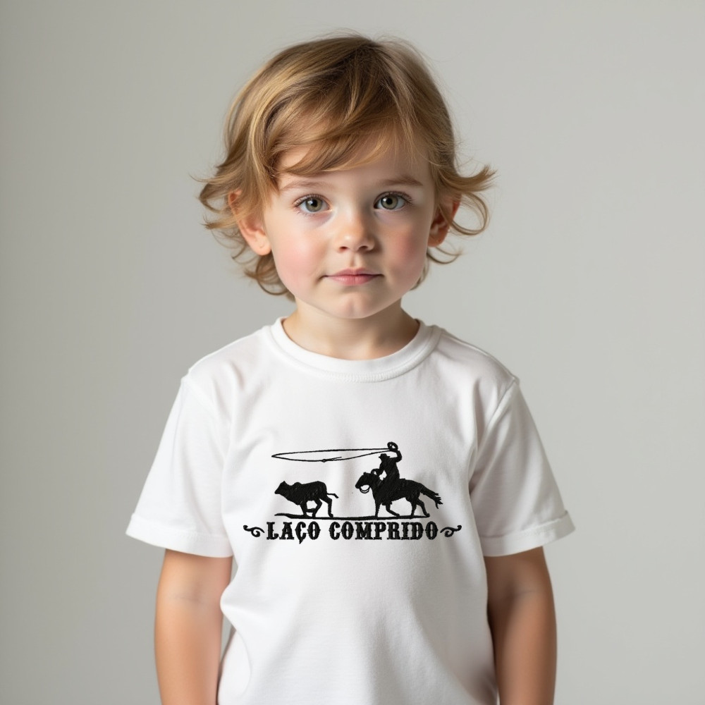 Camiseta  Country Infantil  Manga Curta Estampada Laço Comprido 100% Algodão Premium Camisa Infantil Unissex