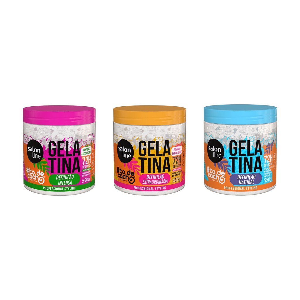 Kit com 3 Gelatinas #todecacho Definição Natural, Intensa e Extraordinária