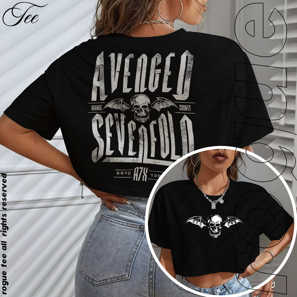 Blusa Cropped Oversized  T-shirt Orange County Avenged Sevenfold  Banda Heavy Metal