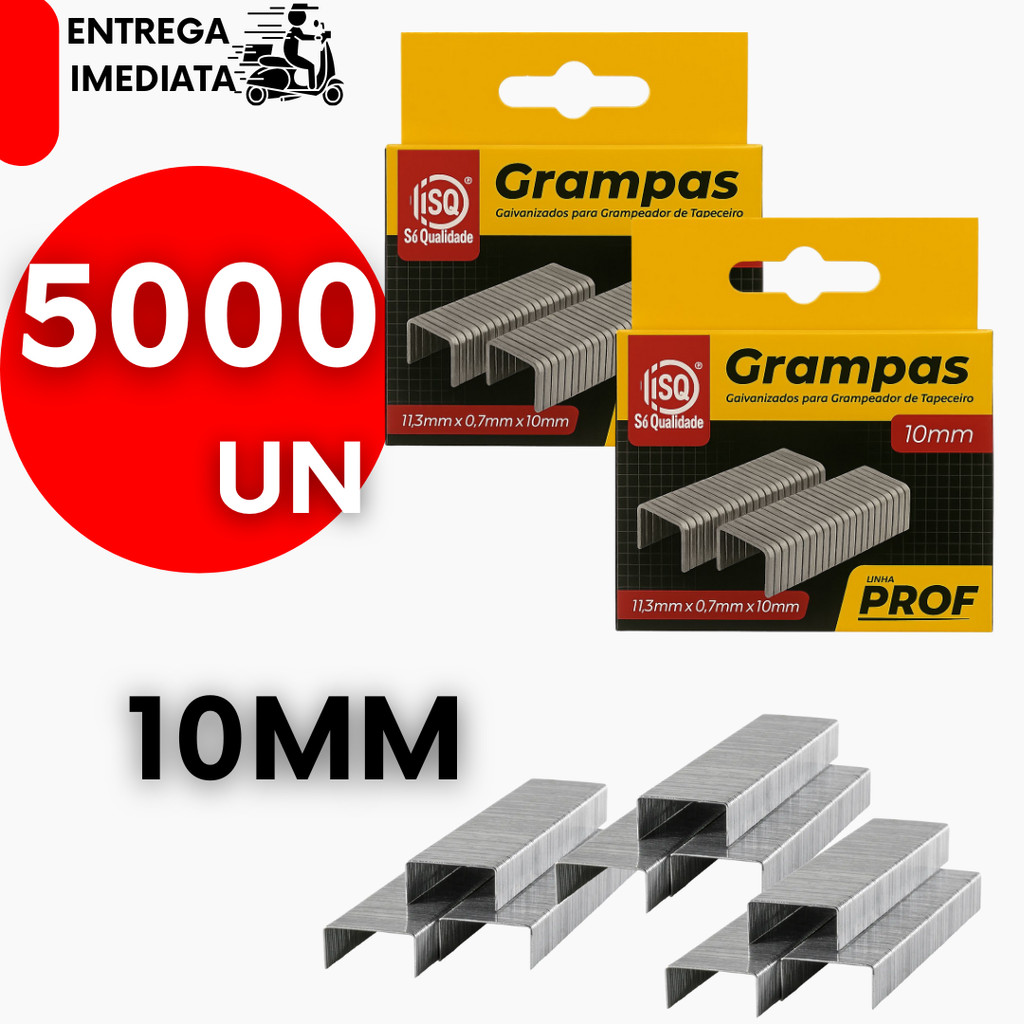 Grampo de Grampeador 5000 MIL 10mm Galvanizado Profissional para Tapeceiro Alta Qualidade em Oferta na Shopee