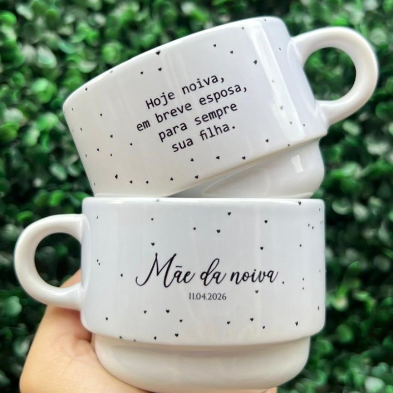 Xícaras Personalizadas Minimalista Mini Corações Casamento Pai e Mãe dos noivos, Padrinhos Etc em Oferta na Shopee