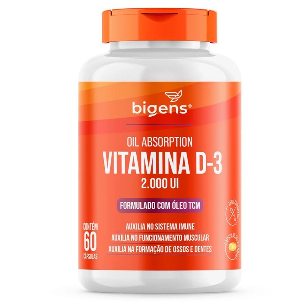 Vitamina D3 2000ui Com TCM - 60 Cápsulas - Bigens