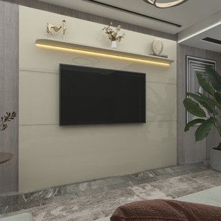 Painel para Tv até 90 Polegadas com Led 1 Prateleira 220cm Royal 100% MDF Off White em Oferta na Shopee