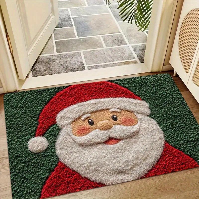 Tapete De Porta De Natal Vermelho Papai Noel Ao Ar Livre E Interior Homem De Gengibre Ano Novo 2026 Feliz Decoração De C