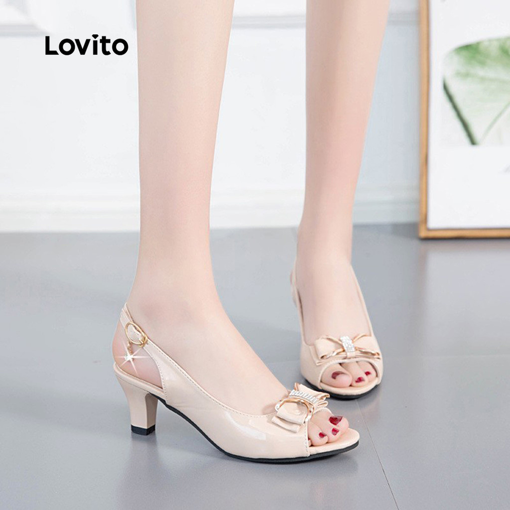 Detalhes do Lovito Saltos Elegantes com Laço para Decolação para mulheres LFA90228