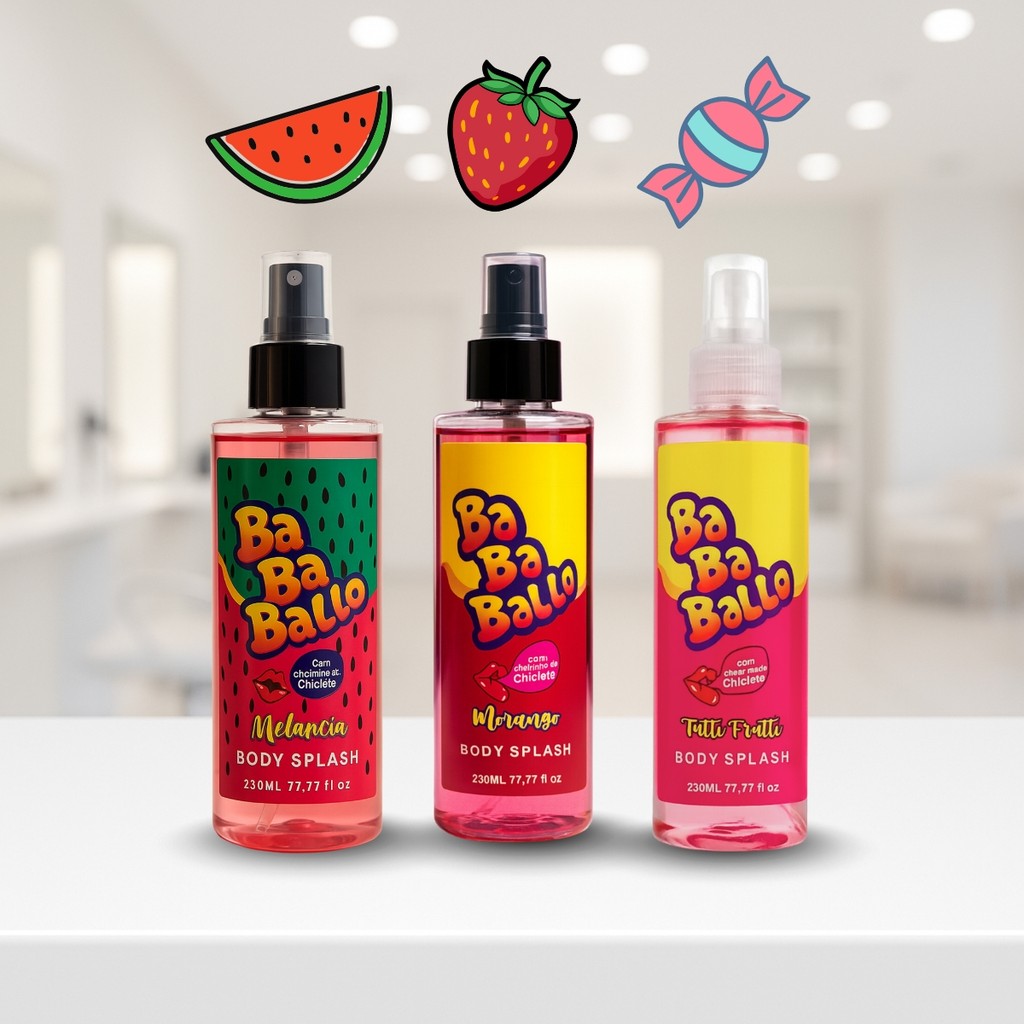 Kit Com 3 Body Splash Corporal - Morango Melancia Tutti Frutti Banana Uva em Oferta na Shopee