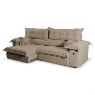 Sofá 5 Lugares Retrátil e Reclinável com USB Absoluto Linho Marrom em Oferta na Shopee