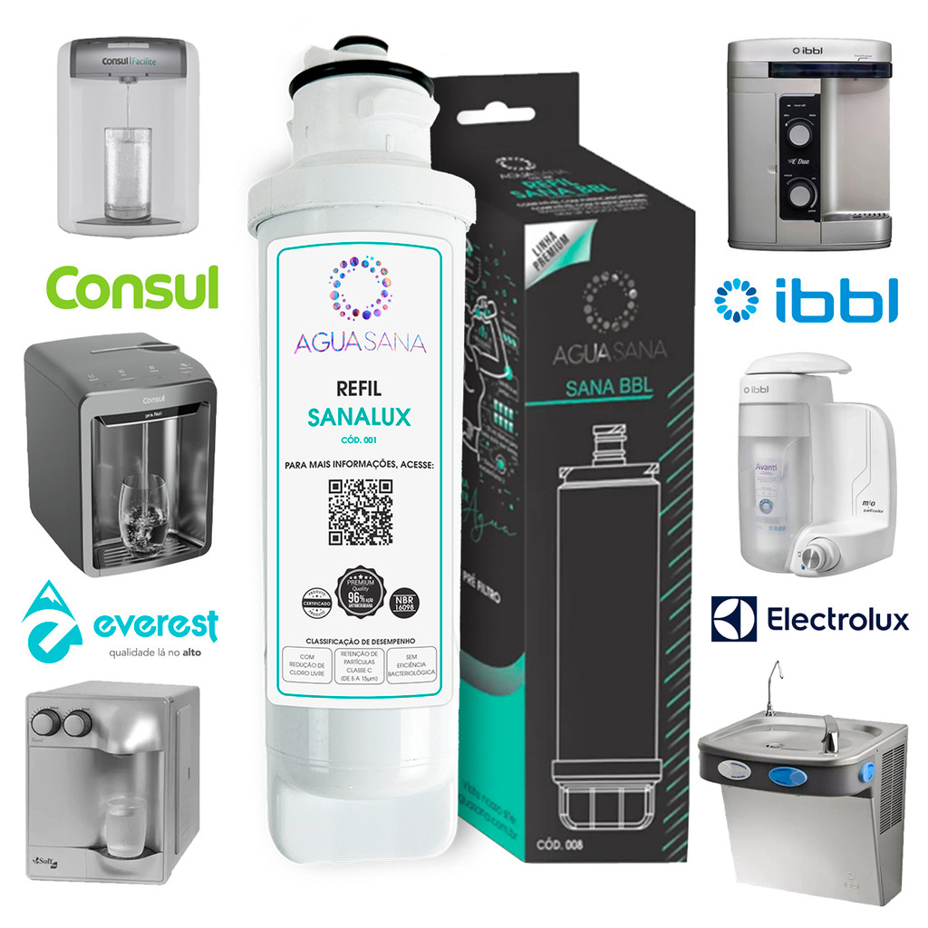 Refil Compatível IBBL Consul Electrolux Everest ÁguaSana Purificador Filtro Bebedouro C+3 CPC CPB Soft Mio Avanti