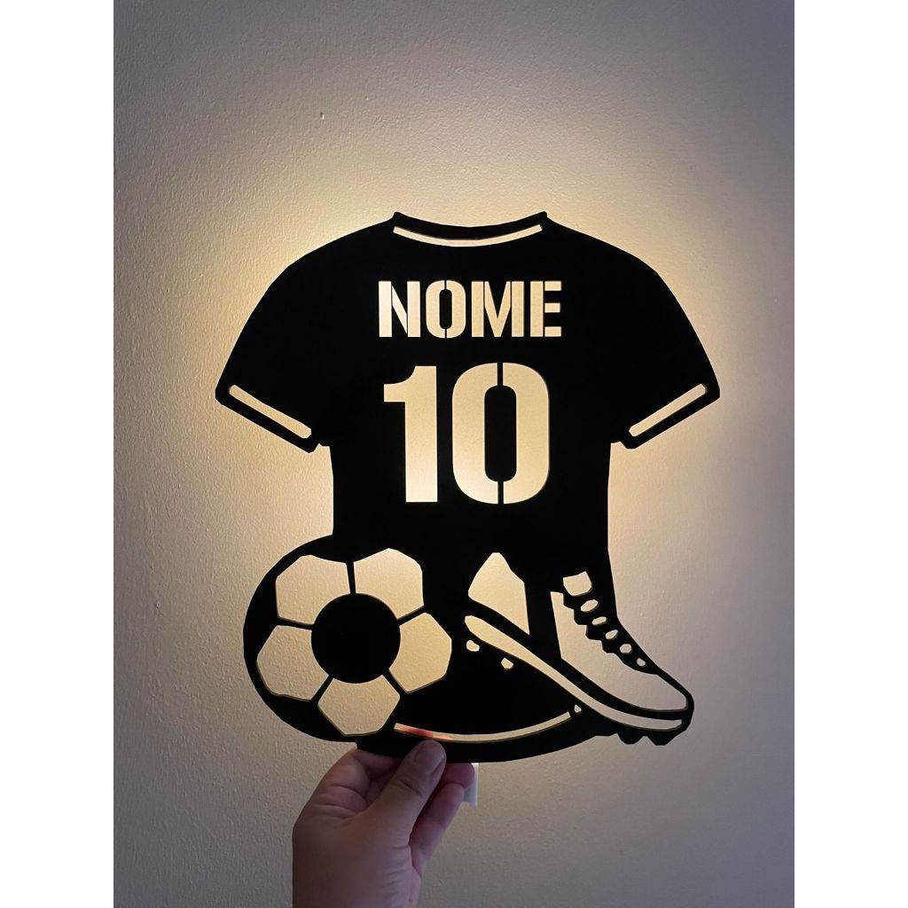 Camisa de Futebol em Placa Luminosa Personalizada – LED com Nome e Número