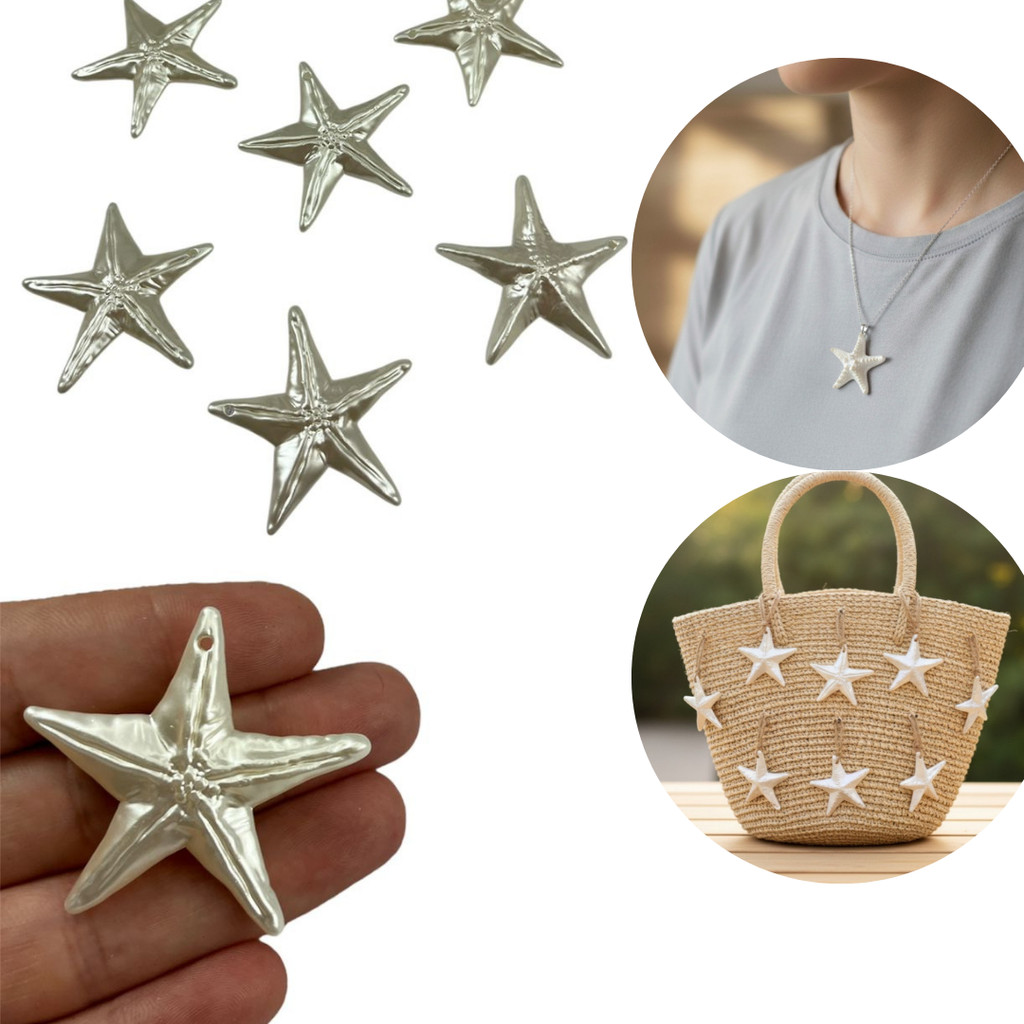 Pingente Estrela do Mar Pérola Luxo 40mm - 10 Peças em Oferta na Shopee