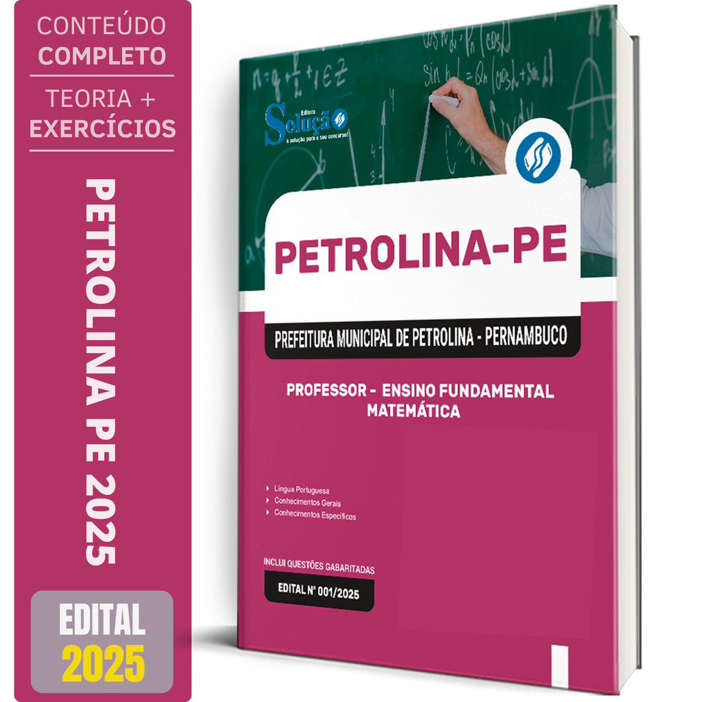 Apostila Prefeitura de Petrolina PE 2025 - Professor de Anos Finais do Ensino Fundamental – Matemática