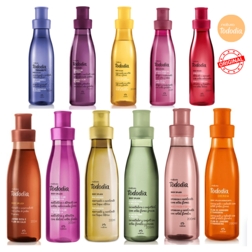 Natura Body Splash Perfume Corporal feminino Tododia 200ml ( Macadamia - Cereja e Avelã - Ameixa e Flor Baunilha )