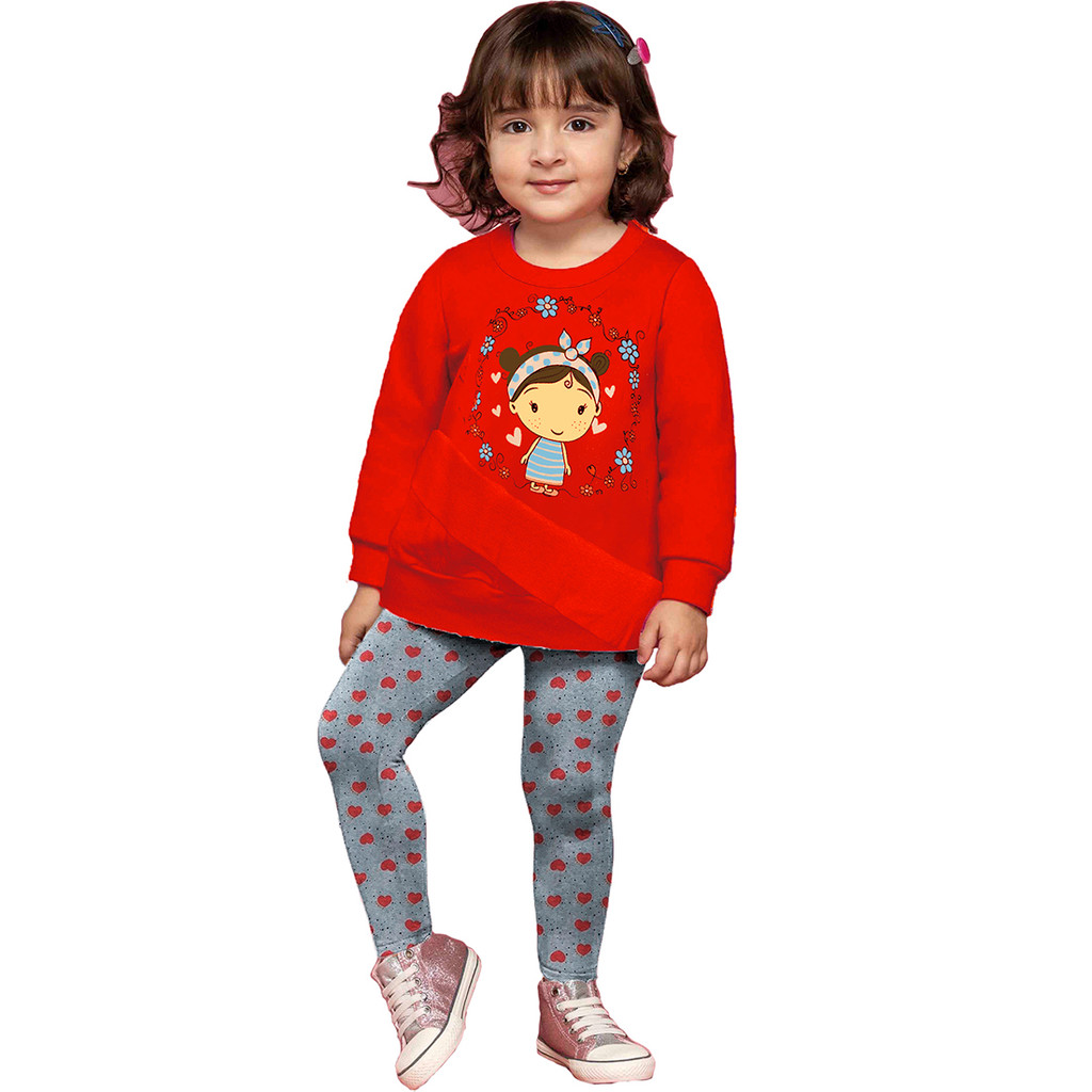 Conjunto Infantil Menina Bebe Legging Blusa Casaco Moletom - Vermelho escuro - 2
