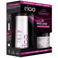 Kit Eico Shampoo 300ml Máscara Tratamento Antifrizz 300ml Liso Mágico