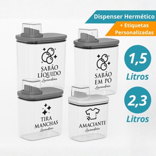 Dispenser Organizador Lavanderia 2,3 litros E1,5 Litros Acrílico Amaciante Sabão em Pó Liquido Tira Manchas em Oferta na Shopee
