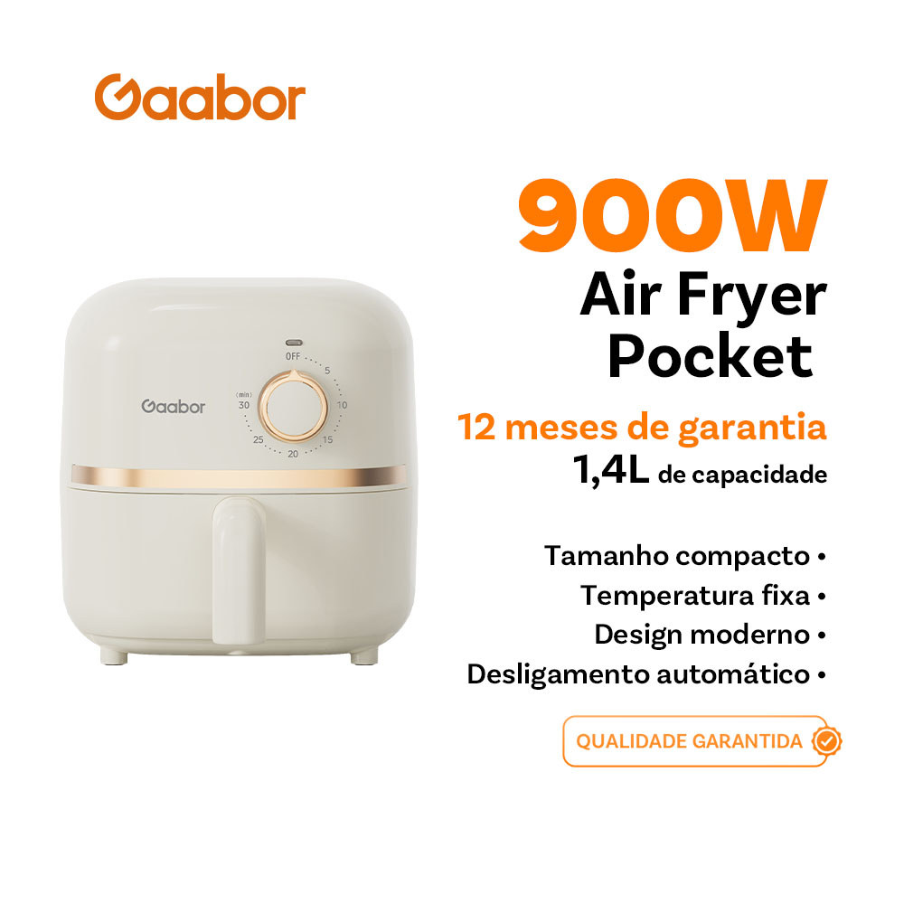 Gaabor Air Fryer 1,4L Revestimento Antiaderente Controle de Temperatura Constante Timer Botão Único 900W AF20M-YE01A