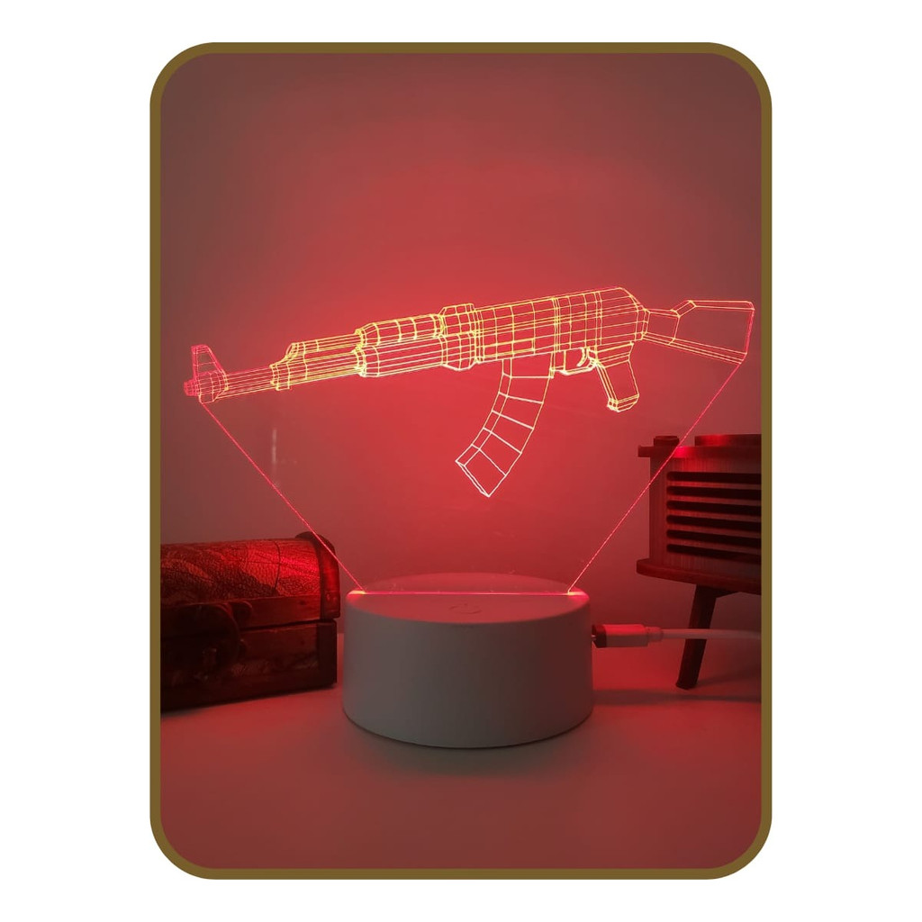 Luminária 3d Led Decorativa Rifle Ak-47 CSGO jogo counter strike