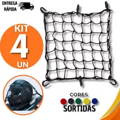 Kit Rede Aranha Moto com 6 Ganchos Reforçados 30x30cm Elásticas Alta Fixação Cor Sortida Utilidades