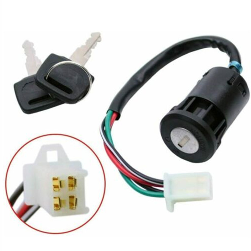 ! Em Estoque Conjunto De Interruptor De Chave De Ignição De 4 Pinos E 4 Fios Para 50cc-250cc ATV Quad Dirt Pit Bike Go K