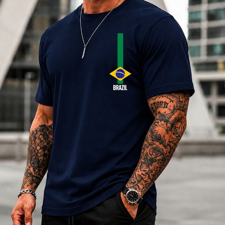Camiseta Masculina Brasil Fio 30.1 Camisa 100% Algodão Copa Do Mundo Varias Cores Oferta