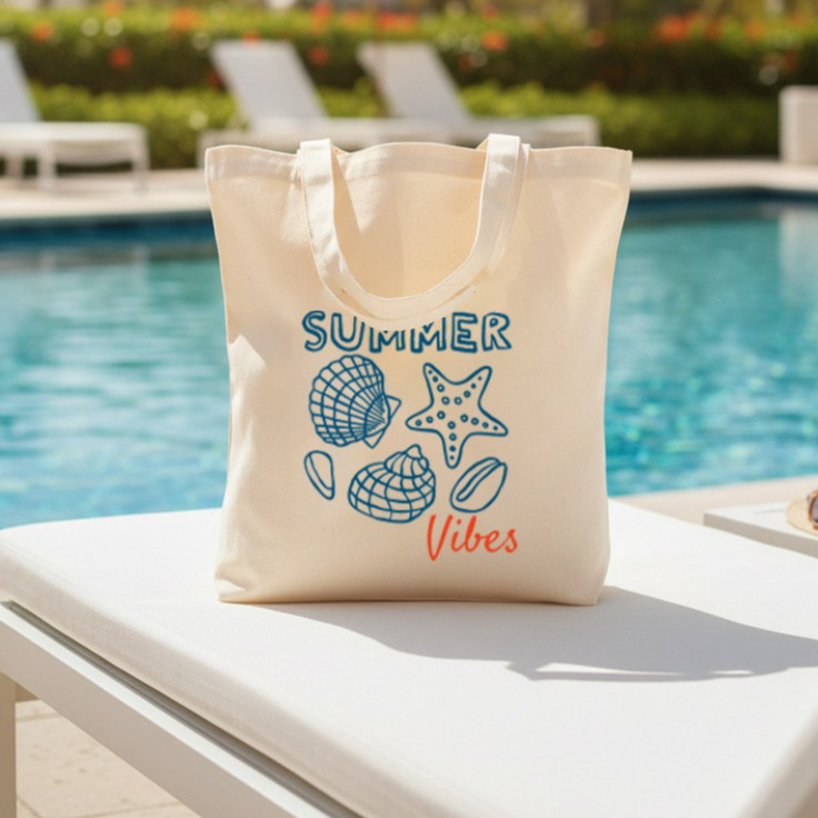 Ecobag Summer Vibes Bolsa Ecológica Algodão Cru Estilo Praia Verão Sacola Reutilizável
