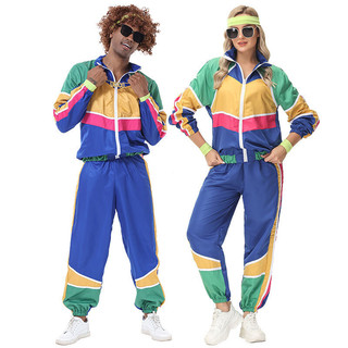 ⌖       Fantasia retrô hippie, adequada para casais, homens e mulheres, para carnavais, festas de Halloween, estilo anos