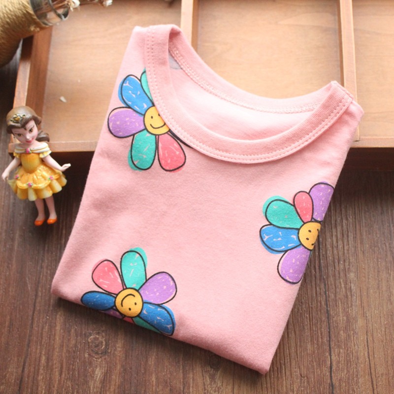 Meninas camisetas de manga curta roupas infantis versão coreana crianças verão estilo ocidental bebê menina camisetas de