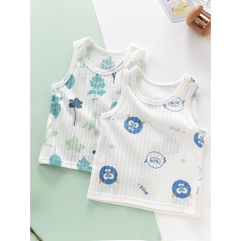Colete infantil de verão, leve, meninos, meninas, casa, peça única, roupa externa, algodão puro, Tops da moda