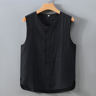 Estilo chinês puro linho masculino sem mangas colete camisa de linho roupas masculinas 100% linho Retro respirável colet