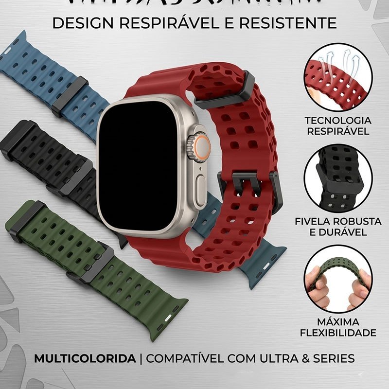 Pulseira Esportiva De Silicone Respirável Para Relógio Apple 38mm 42mm , De Substituição Durável Flexível Série iWatch — imagem 2 de 2