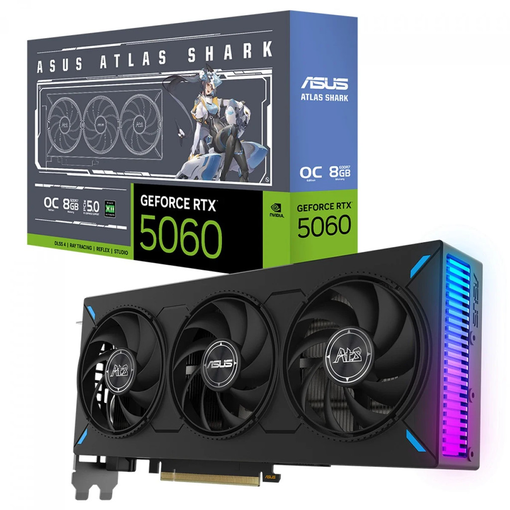 Placa de Vídeo Asus GeForce RTX 5060 Atlas Shark 8GB, GDDR7, 128-bit, 90YV0N40-M0NA00
