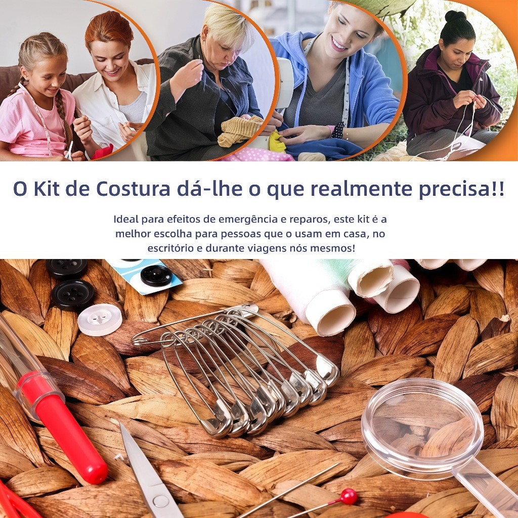 Kit de Costura Completo 128/229 Peças Estojo Portátil para Casa Viagem e Emergência — imagem 2 de 2