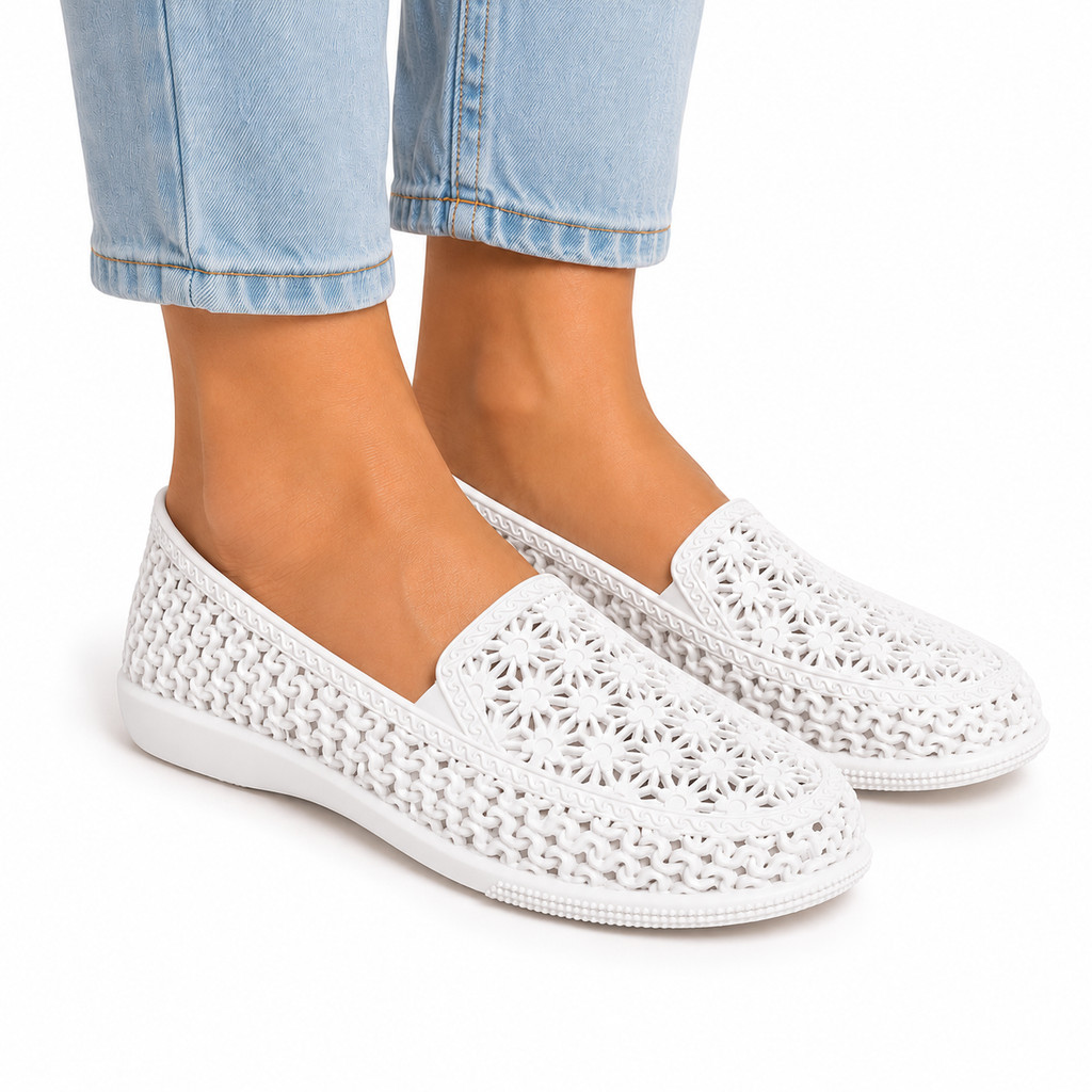 Sapato Feminino Confortável Casual Sapatilha Furadinha Respirável Antiderrapante Versátil Conforto Premium e Diário