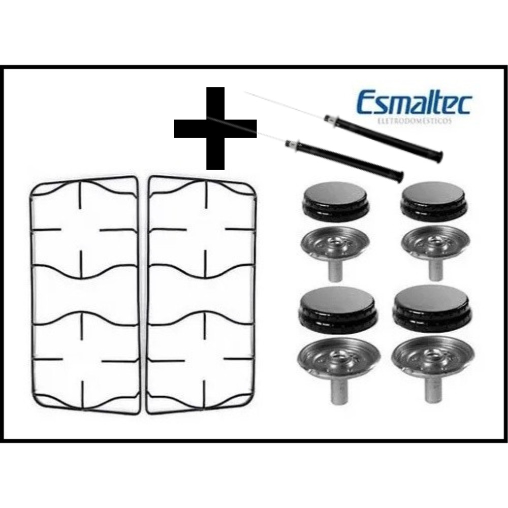 Queimador + Espalhador + Grelha Esmaltec Agata 4 Bocas + 2 agulha