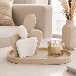 Estatueta Minimalista Casal com Porta Objetos Elegante para Decoração de Interiores e Aparadores