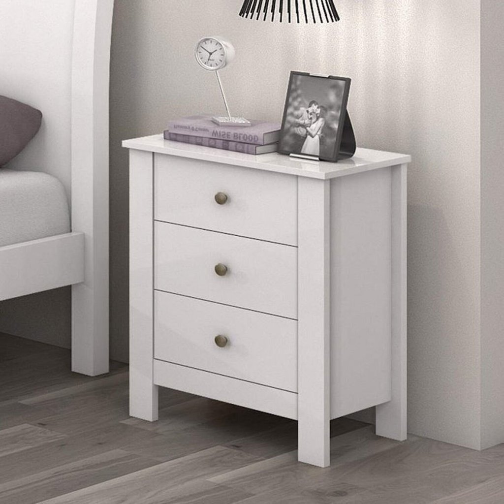 Kit 2 Mesas de Cabeceira 3 Gavetas 50cm Maggiore Branco