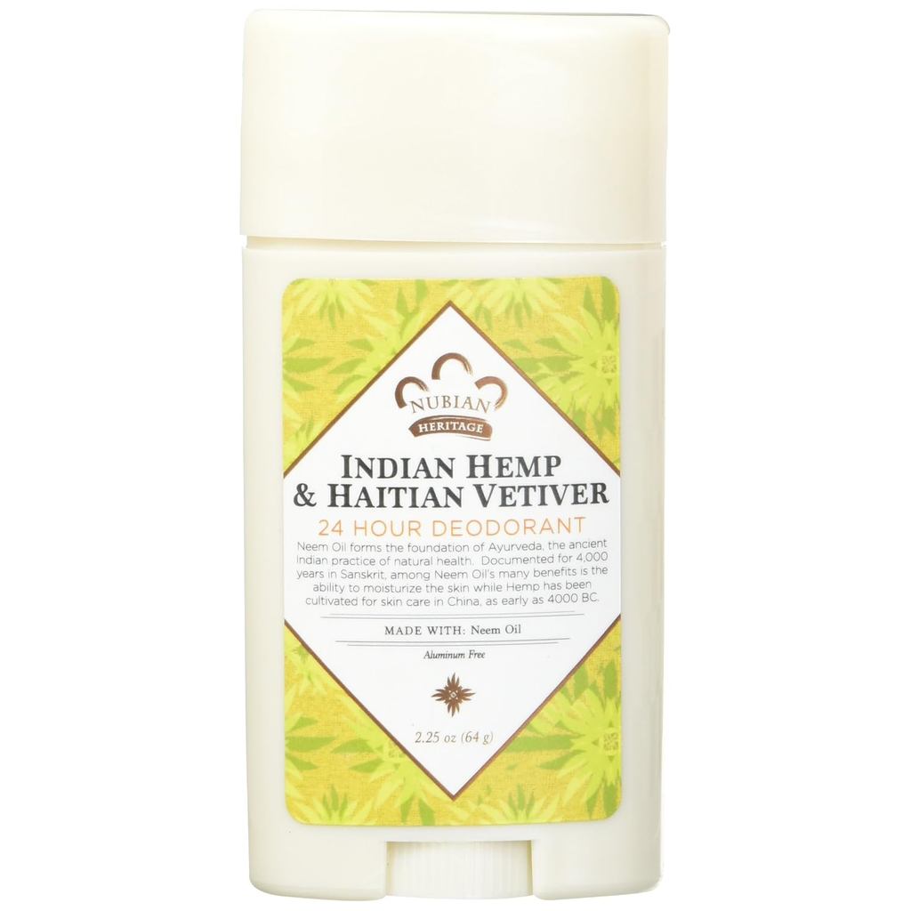 Desodorante Nubian Heritage - 100% Natural - 24 Horas - Vetiver Indiano e Haitiano - com Óleo de Neem - 2,25 Onças - Pac