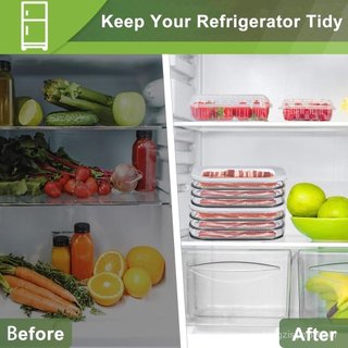 Recipiente para Carne Fresca para Geladeira, Caixas Empilháveis Armazenamento de Alimentos com Tampa para Frios, Sa