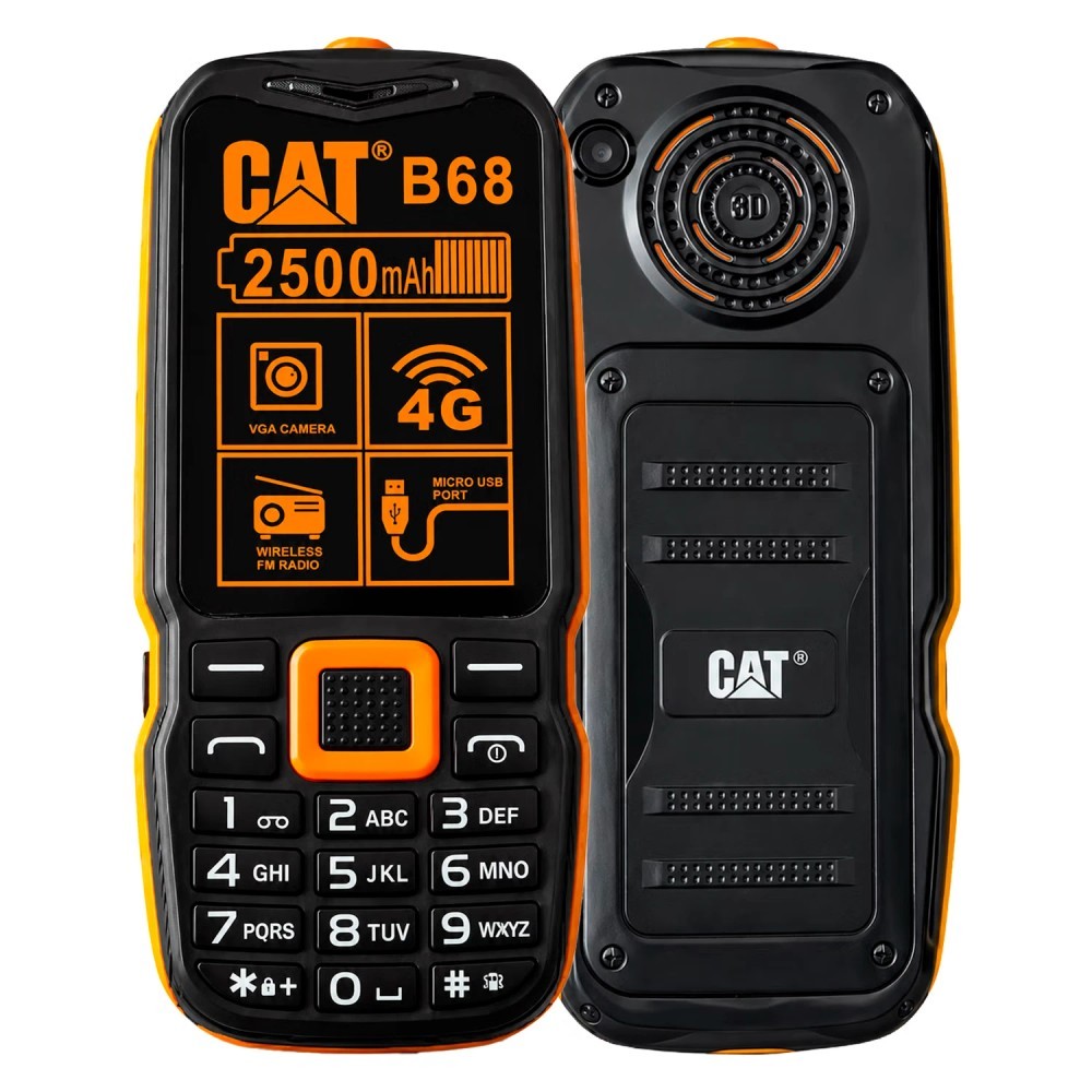 Celular Caterpillar B68 4G Dual SIM Tela 2.4" Robust Rugged IP68 Resistente a Impactos Água Poeira Bateria Longa Duração