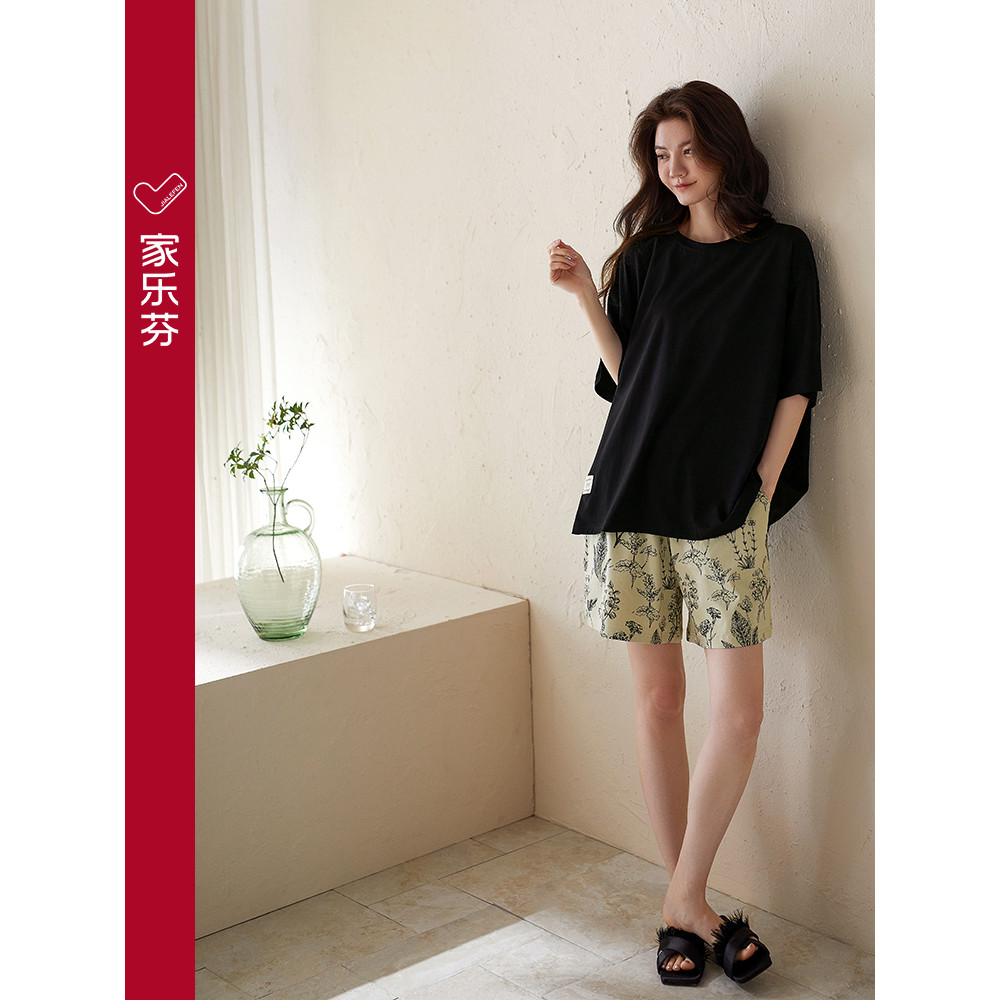 Pijamas senhoras Modal verão Shorts de manga curta Loungewear feminino verão estilo fino gelo seda Casual pode usar fora