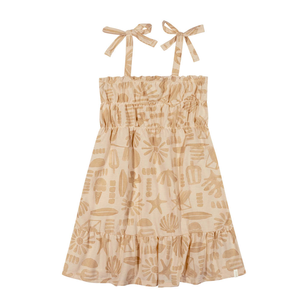 Vestido Infantil Menina Alças Com Laços Elian Bege