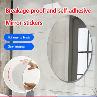 【Espelho HD】[Easy Peel Stick] Espelho Oval/Acrílico/Adesivo Para Parede/Decoração De Casa/Adesivo Espelhado