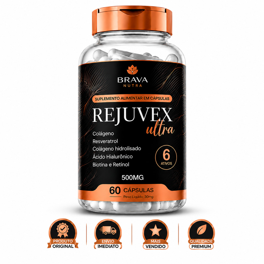 REJUVEX 60 Cápsulas | Colágeno Hidrolisado, Ácido Hialurônico e mais | Original | Envio Imediato